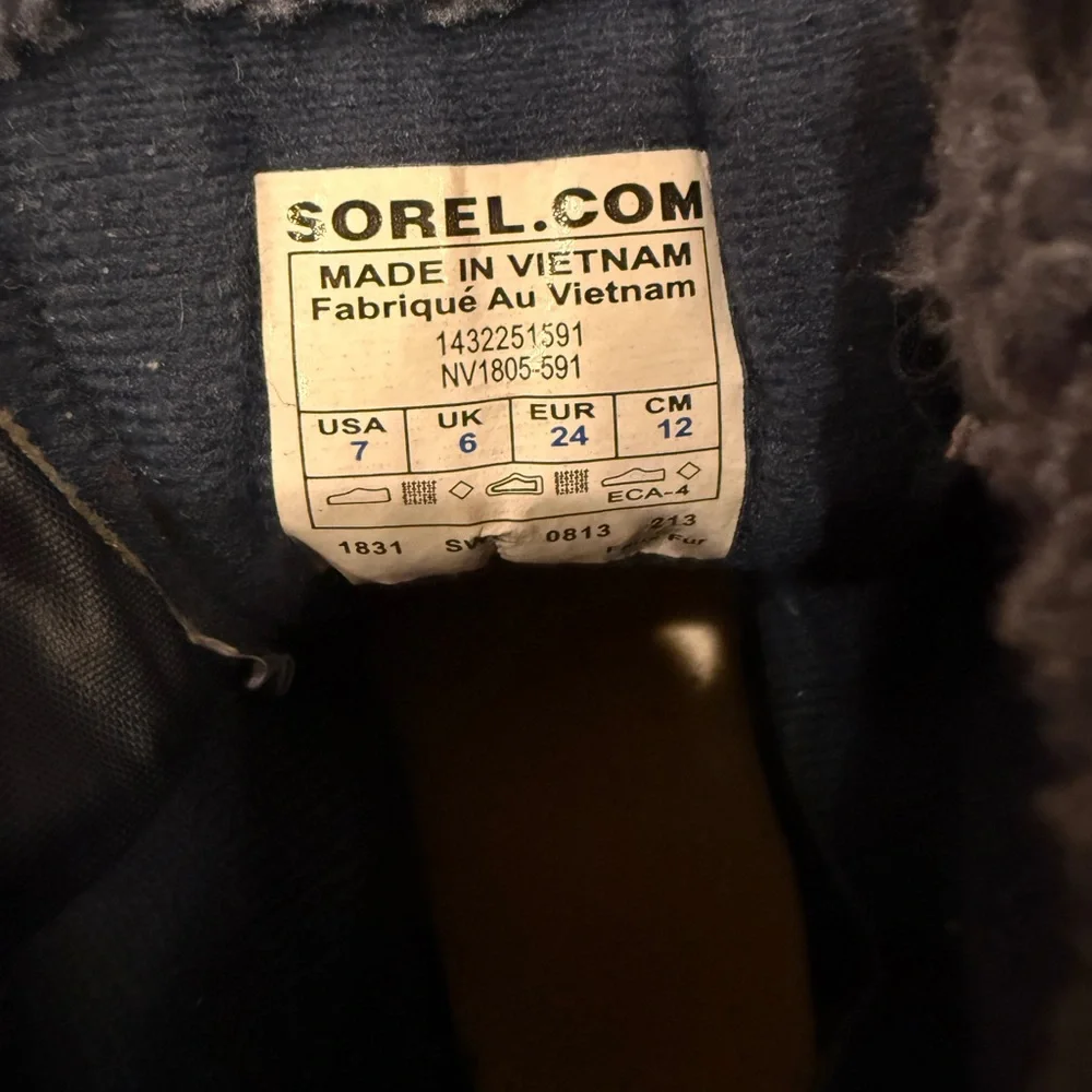 Sorel Commander Navy, Red & Black w/Faux Fur Kids Winter Boots